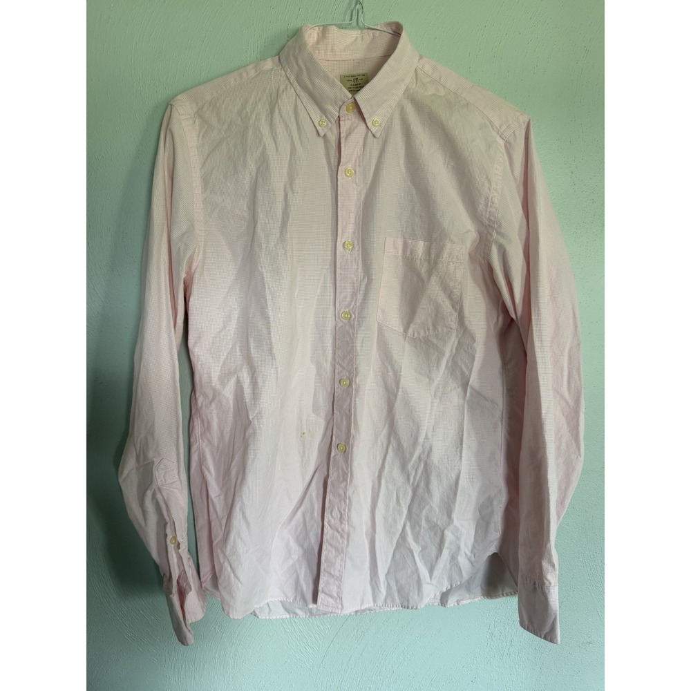 J.Crew men's light pink button-down collared shirt 2-ply 100% Cotton Sz M